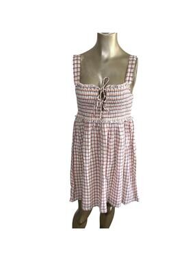 American Eagle Plaid Smocked Mini Dress M NWT Cottagecore Sundress
